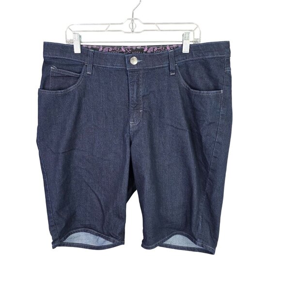 Womens Lee Riders Blue Denim Bermuda Shorts Dark Wash Cotton Blend Stretch 18W - Picture 1 of 10